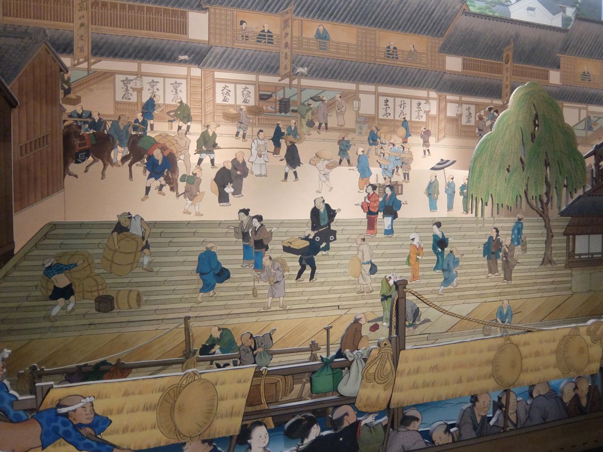 Оживленная улица в Осака 19 века. Исторический музей в Осака. (Япония)  Фото Лимарева В.Н.
