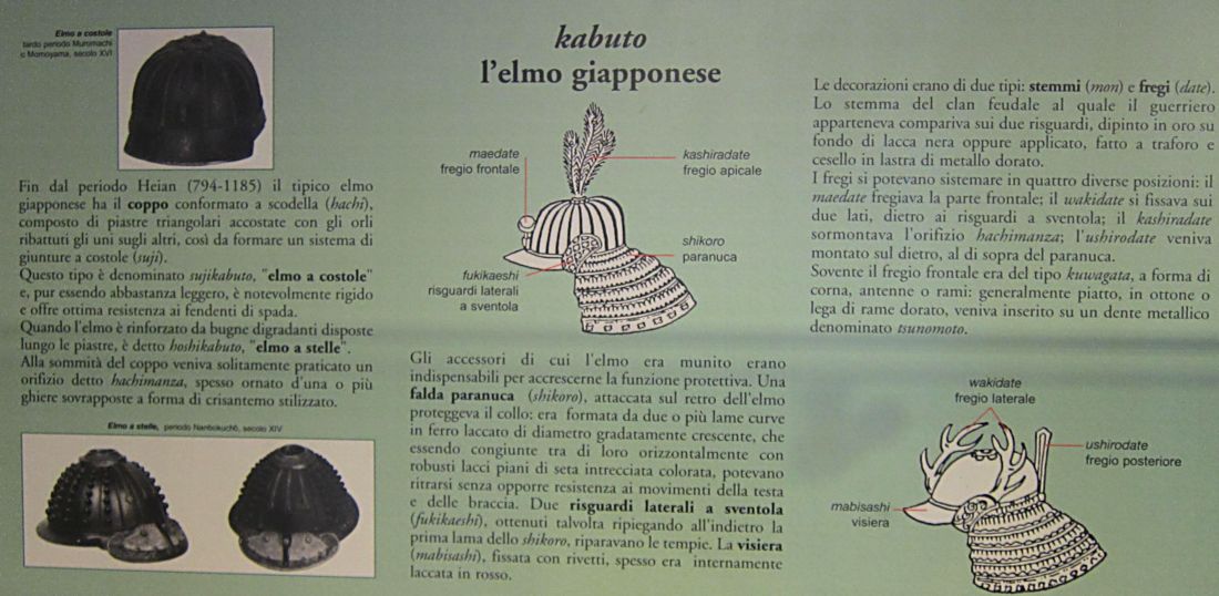 Шлем, головной убор самурая 12 века. Музей Востока в Генуи.  Фото Лимарева В.Н.